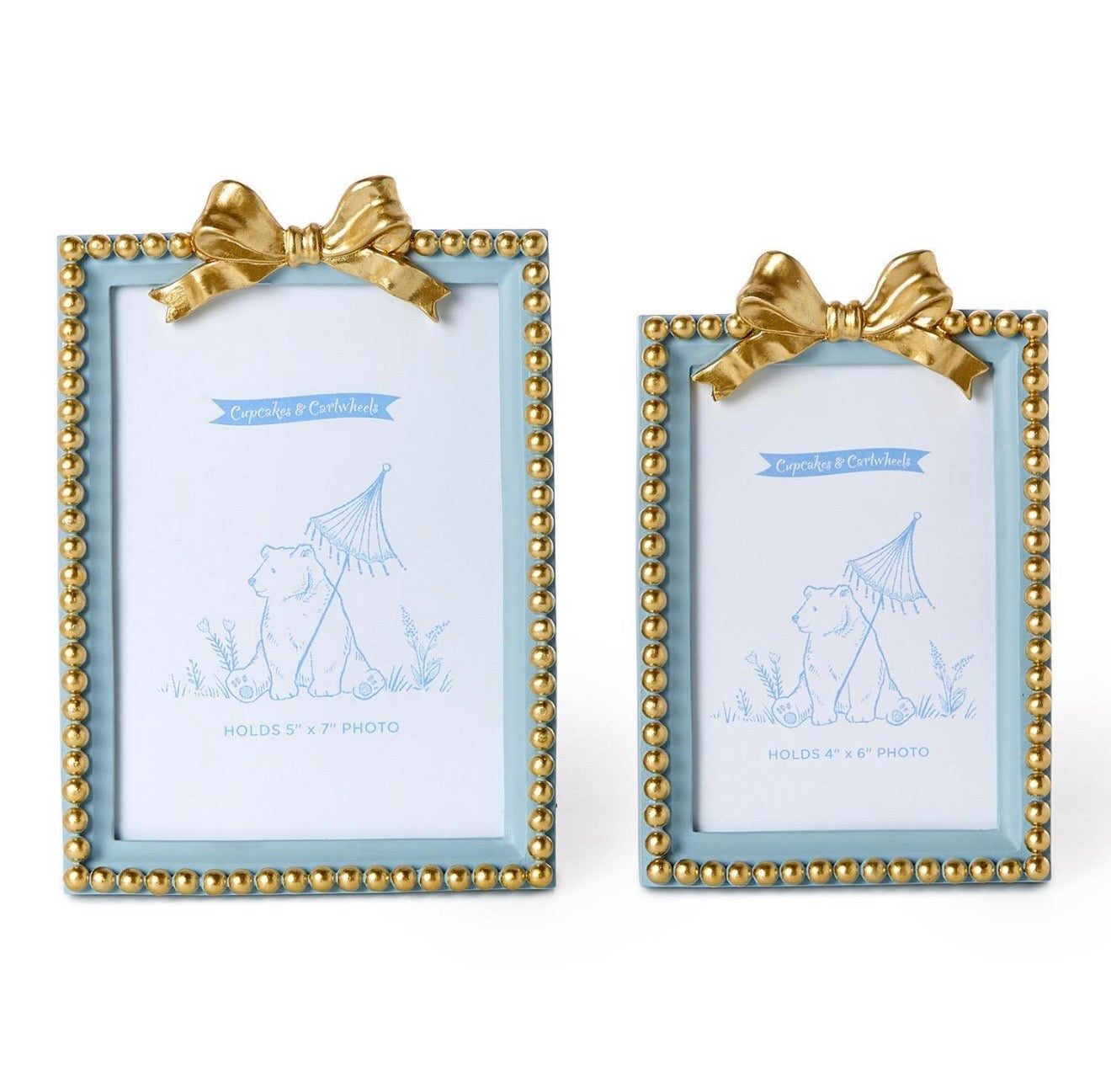Blue Bow Beaded Photo Frame