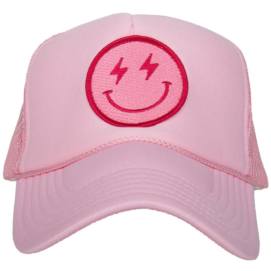 Pink Happy Face Trucker Hat