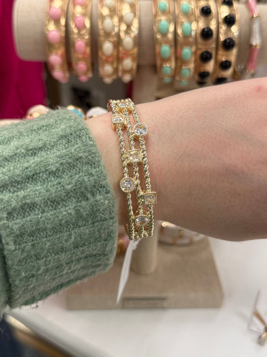 Bekah Rhinestone Gold Bangle Bracelet