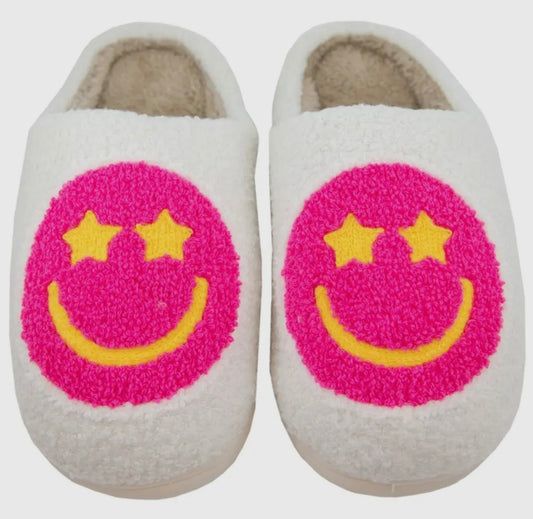 Hot Pink Happy Face Slippers