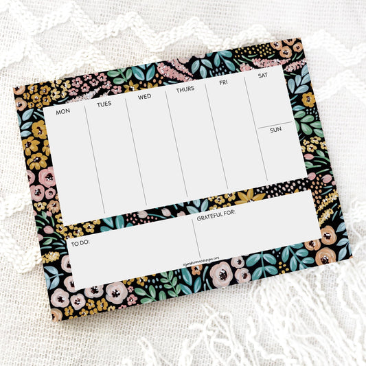 Black Floral Weekly Planner