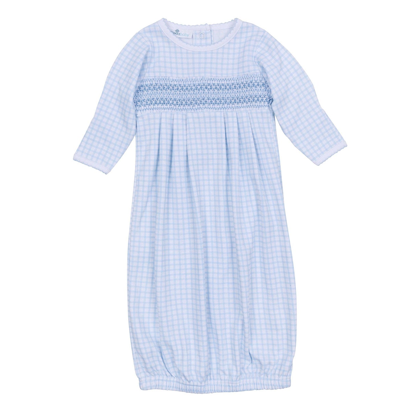 Light Blue Peek-A-Boo Wishes Smocked Gown