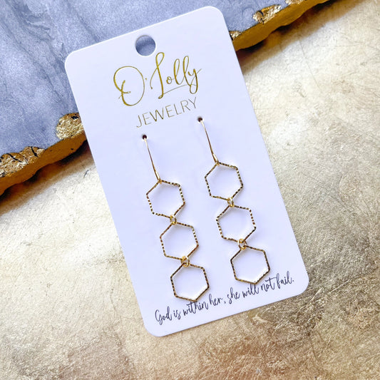 Morgan Gold Hexagon Link Earrings