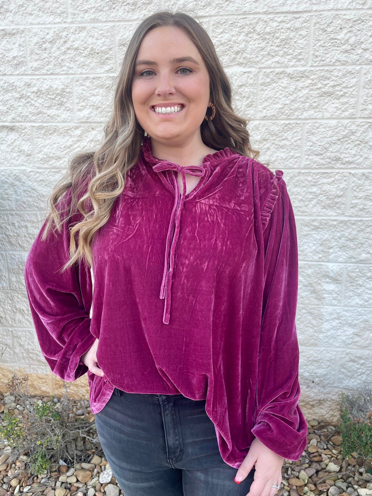 Out On The Town Burgundy Velvet Top