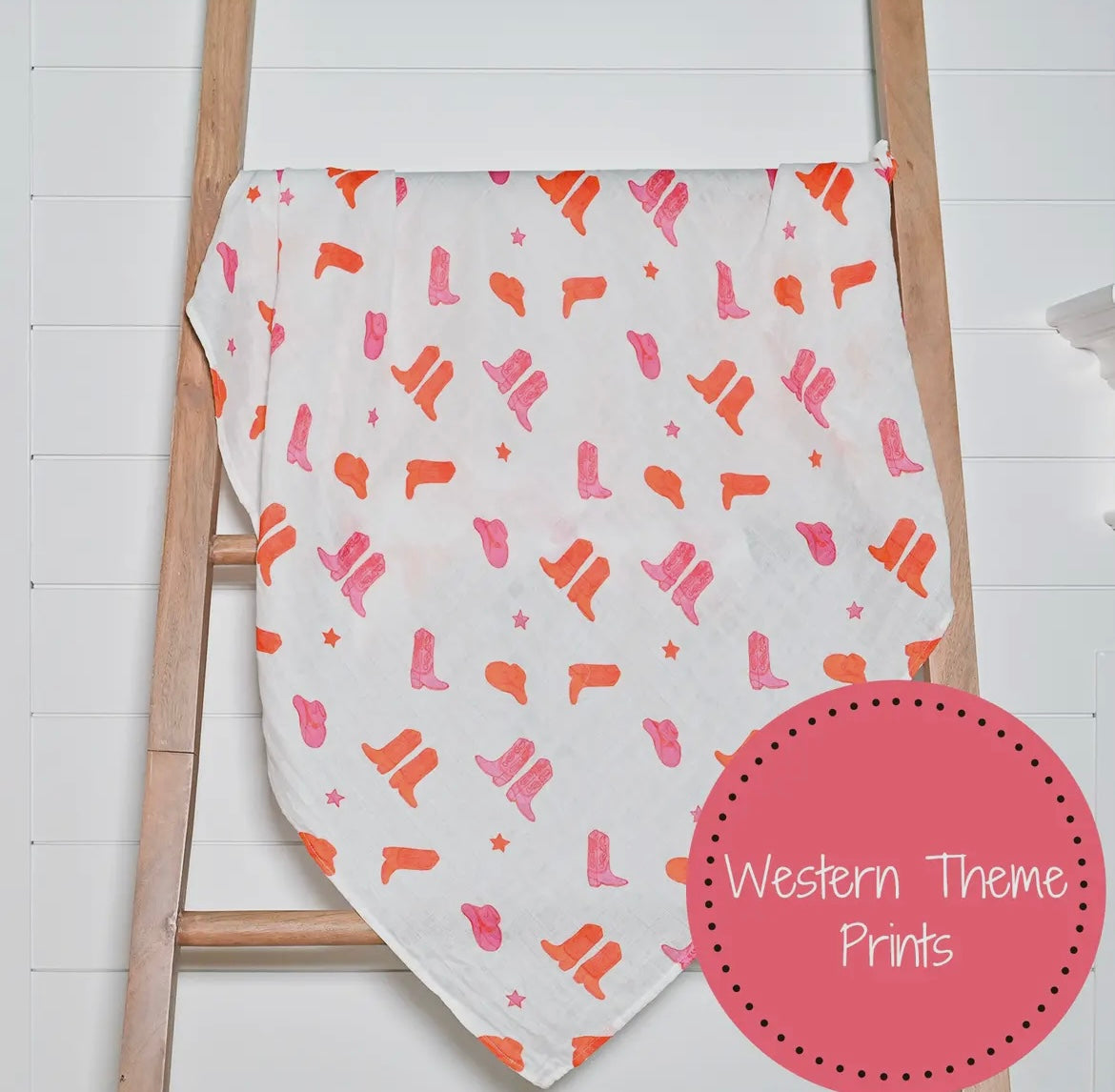 Pink Cowboy Boots Swaddle Blanket