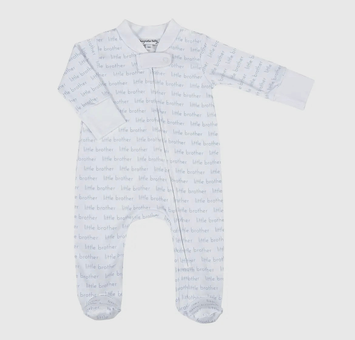 Little Brother Print Zip Footie