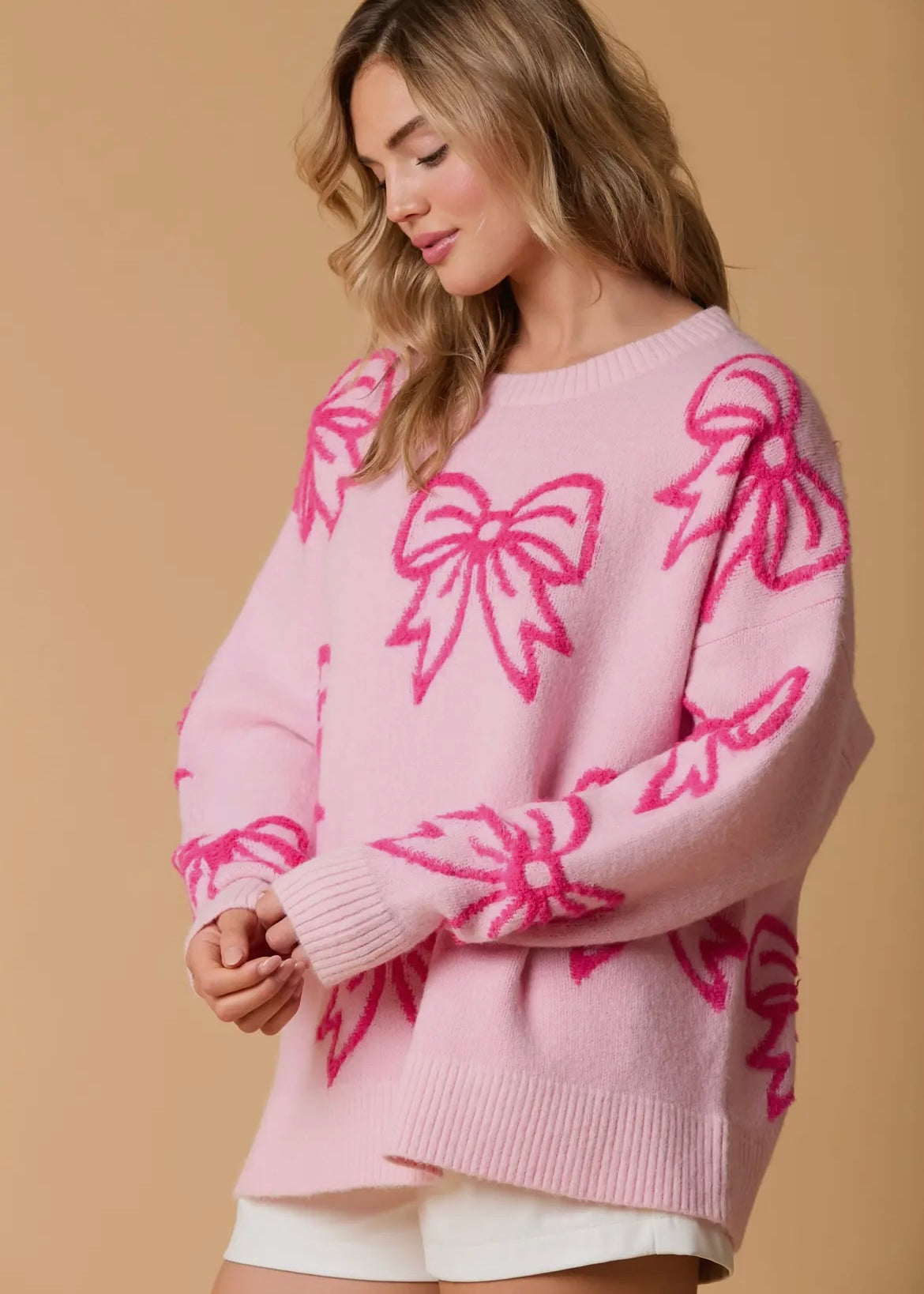 Pretty In Pink Bows Sweater