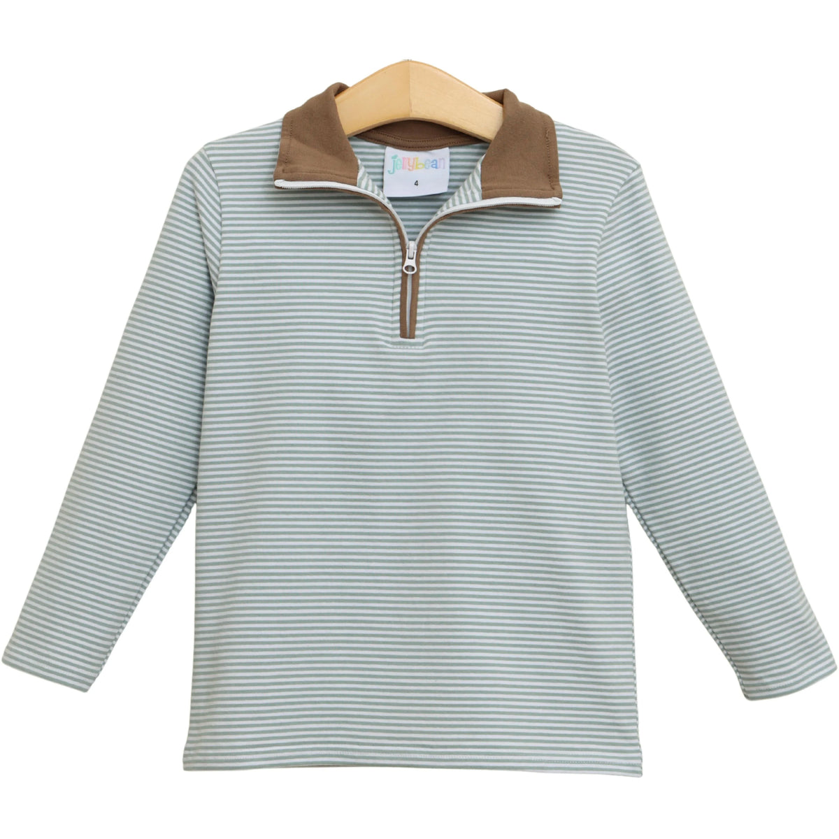 Evan Pullover - Dusty Sage Stripe/Light Brown