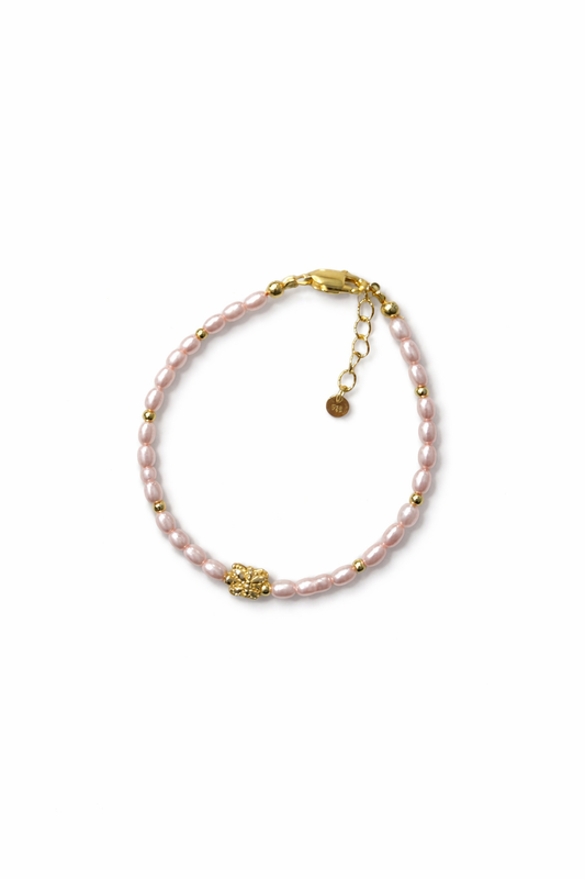Ava 14K Gold-Plated Pink Pearl Butterfly Baby Bracelet