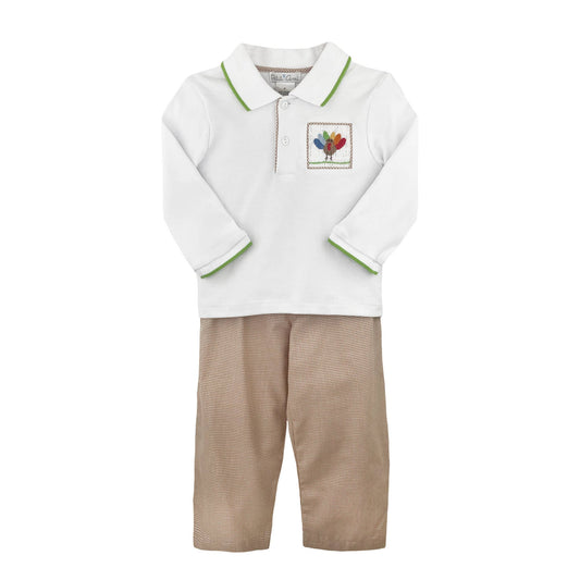 Boy's Turkey Hand Picture Smocked Top & Pant Set