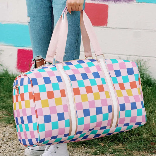 Multicolor Checkered Weekender Bag