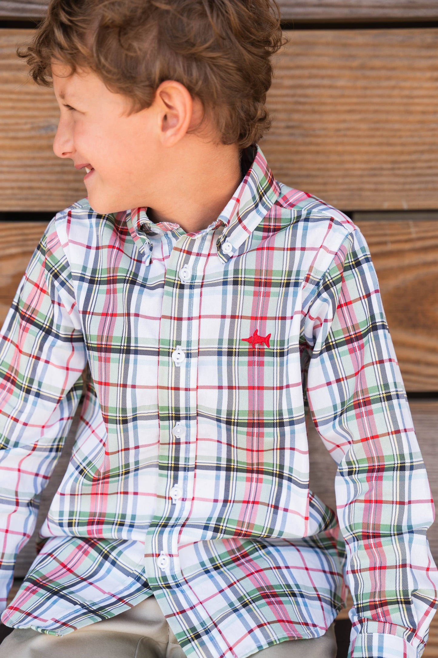 Carter Oxford Creme Plaid Button Up