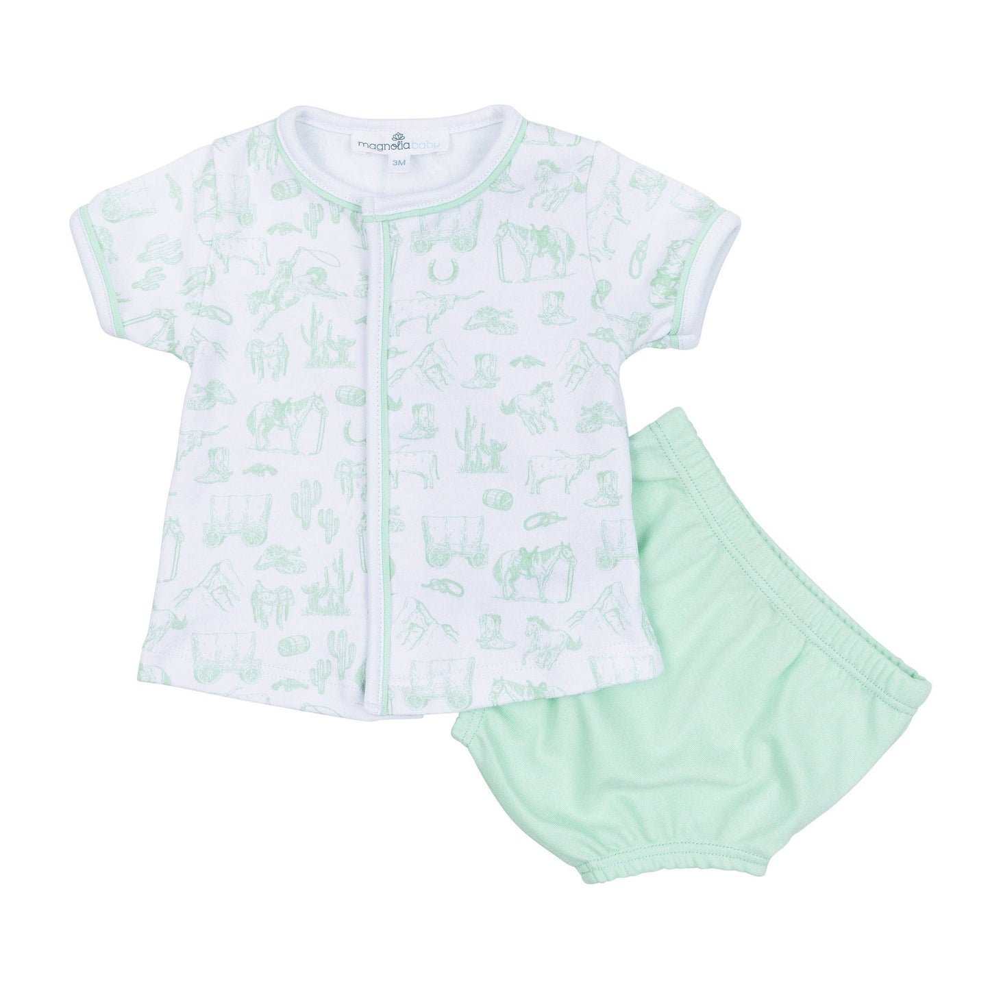 Wild West Celery Toile Diaper Cover Set