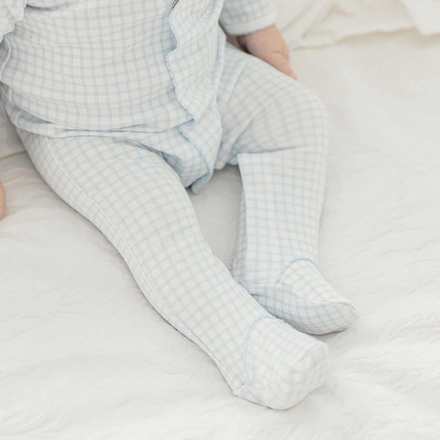 Light Blue Check Peek-A-Boo Wishes Footie
