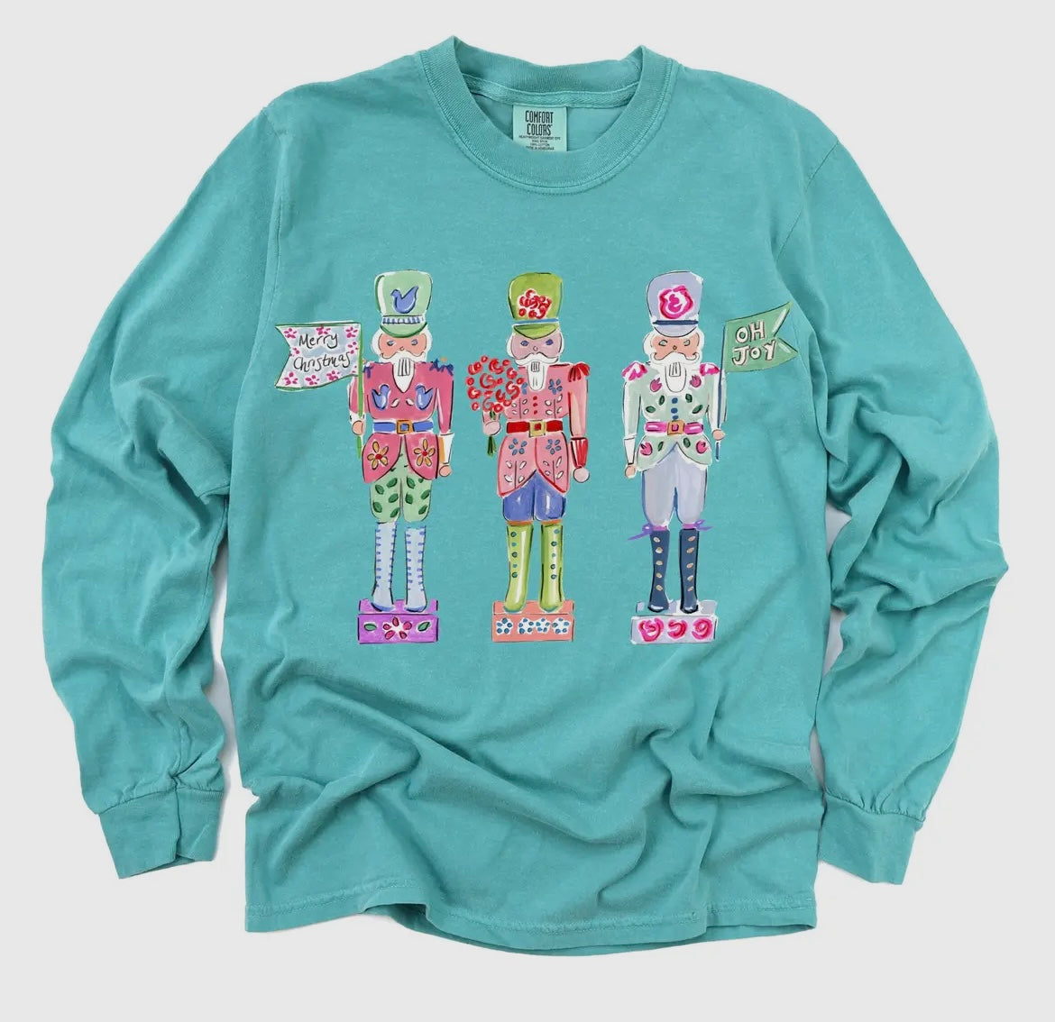 Green Watercolor Nutcracker Long Sleeve Tee