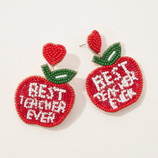 Best Teacher Ever Beaded Earrings