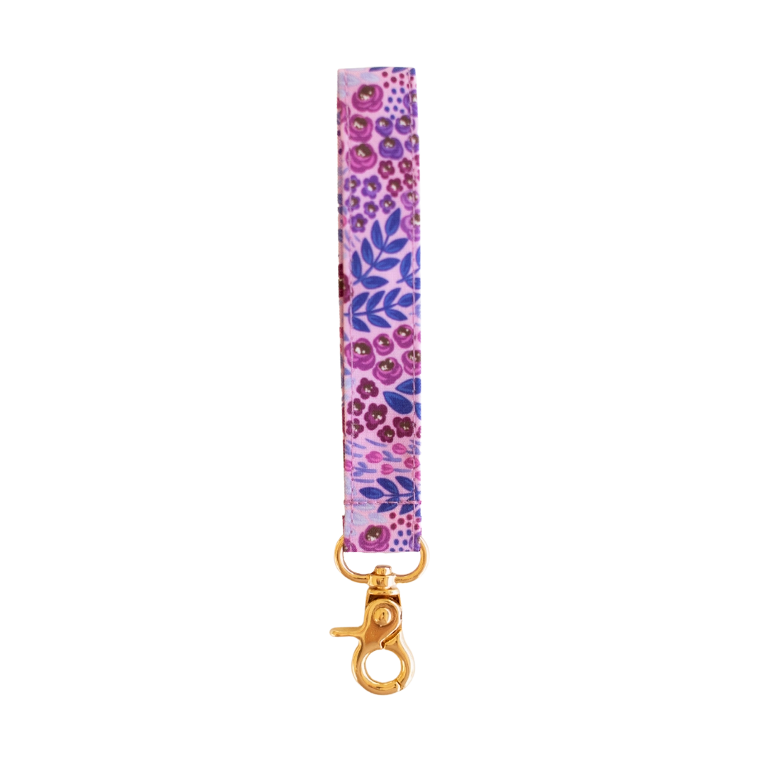 Purple Wildflowers Wristlet Keychain