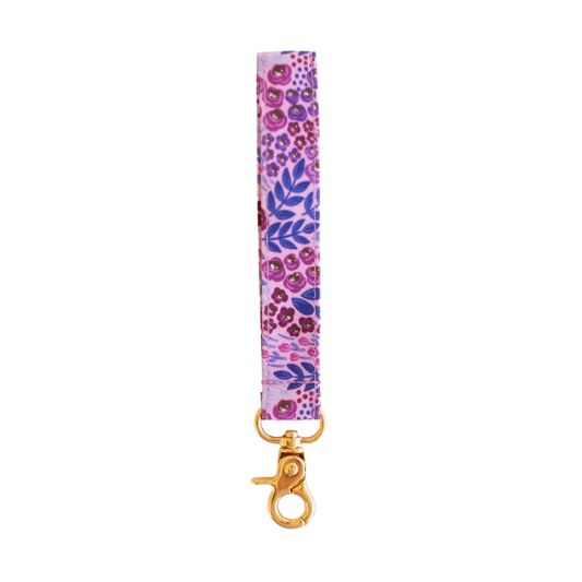 Purple Wildflowers Wristlet Keychain