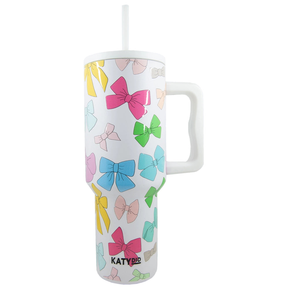 Multicolor Bows Tumbler With Handle