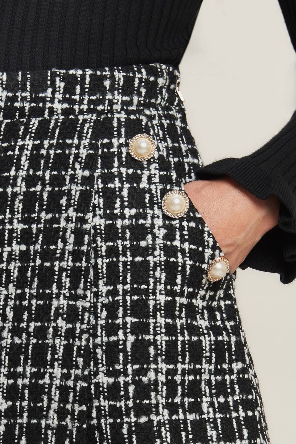 Blair Black & White Tweed Skirt
