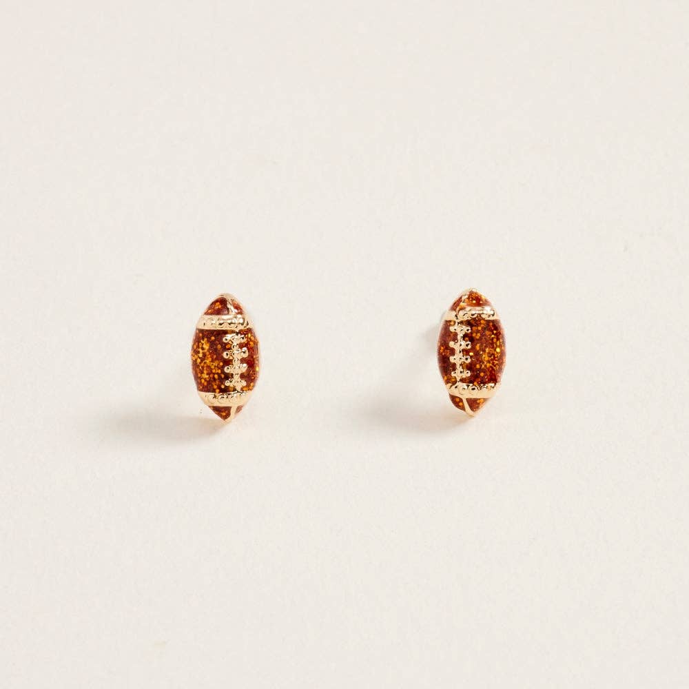 Glitter Football Game Day Post Earrings