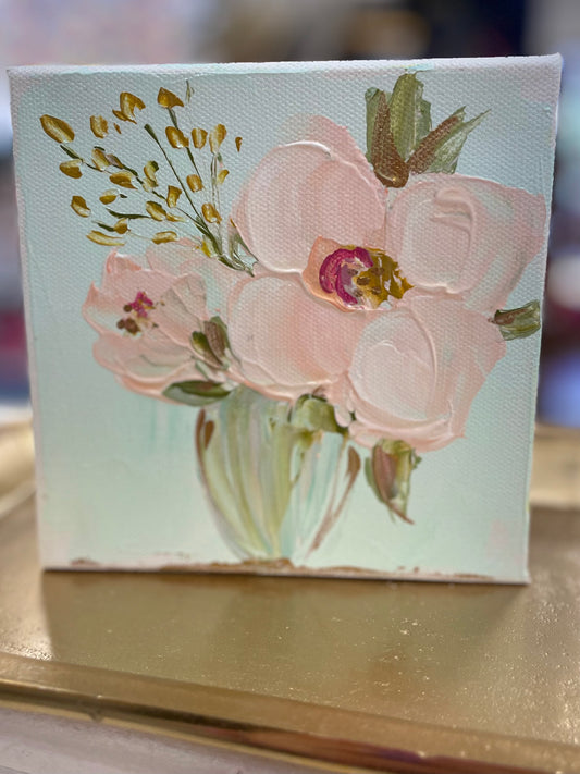 BB Fulton 6x6 Mint & Pink Florals Canvas