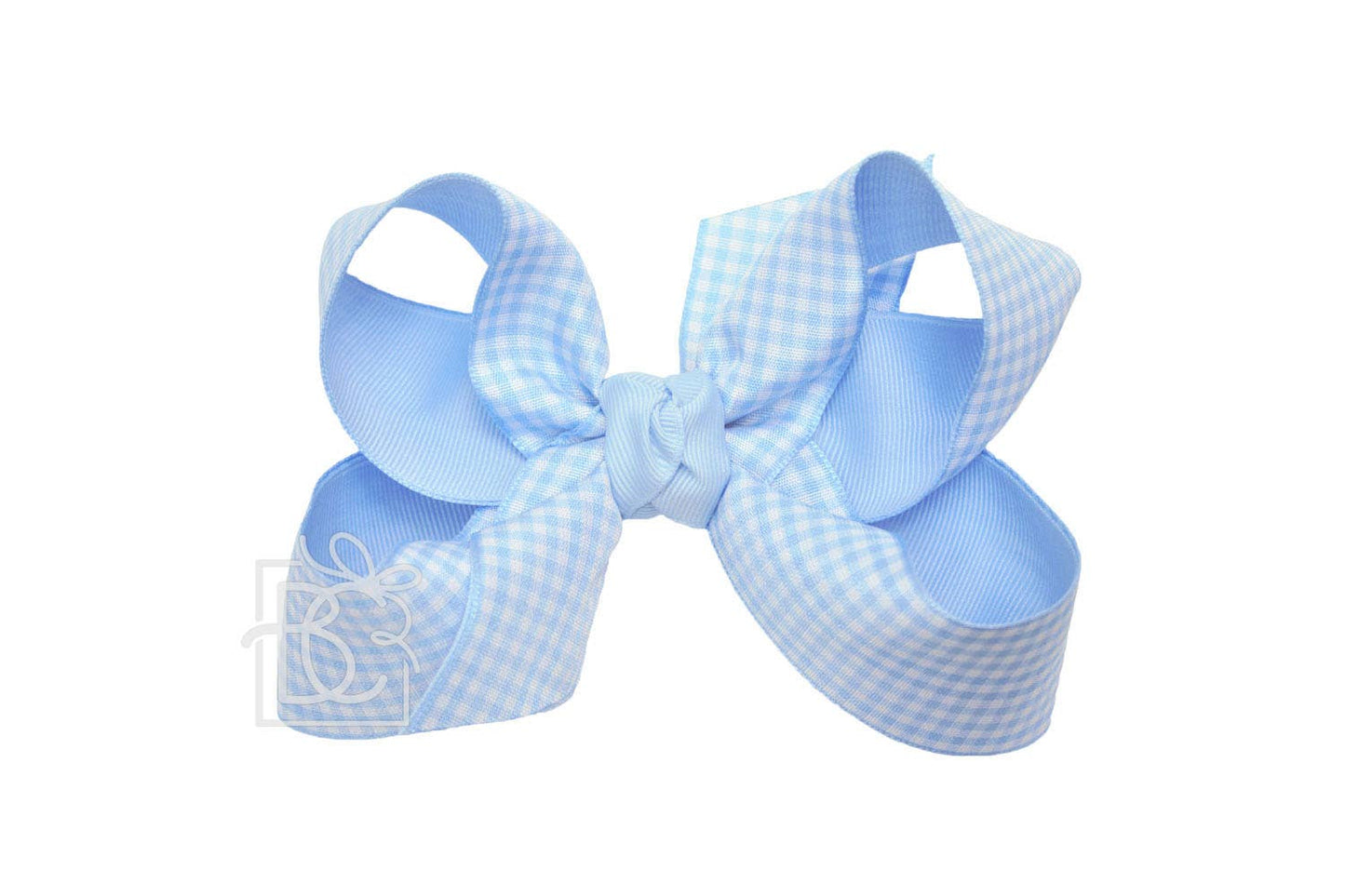 4.5" Millennium Blue Layered Gingham Grosgrain Hair Bow