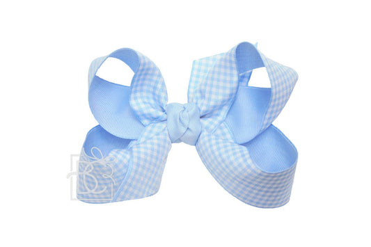 4.5" Millennium Blue Layered Gingham Grosgrain Hair Bow