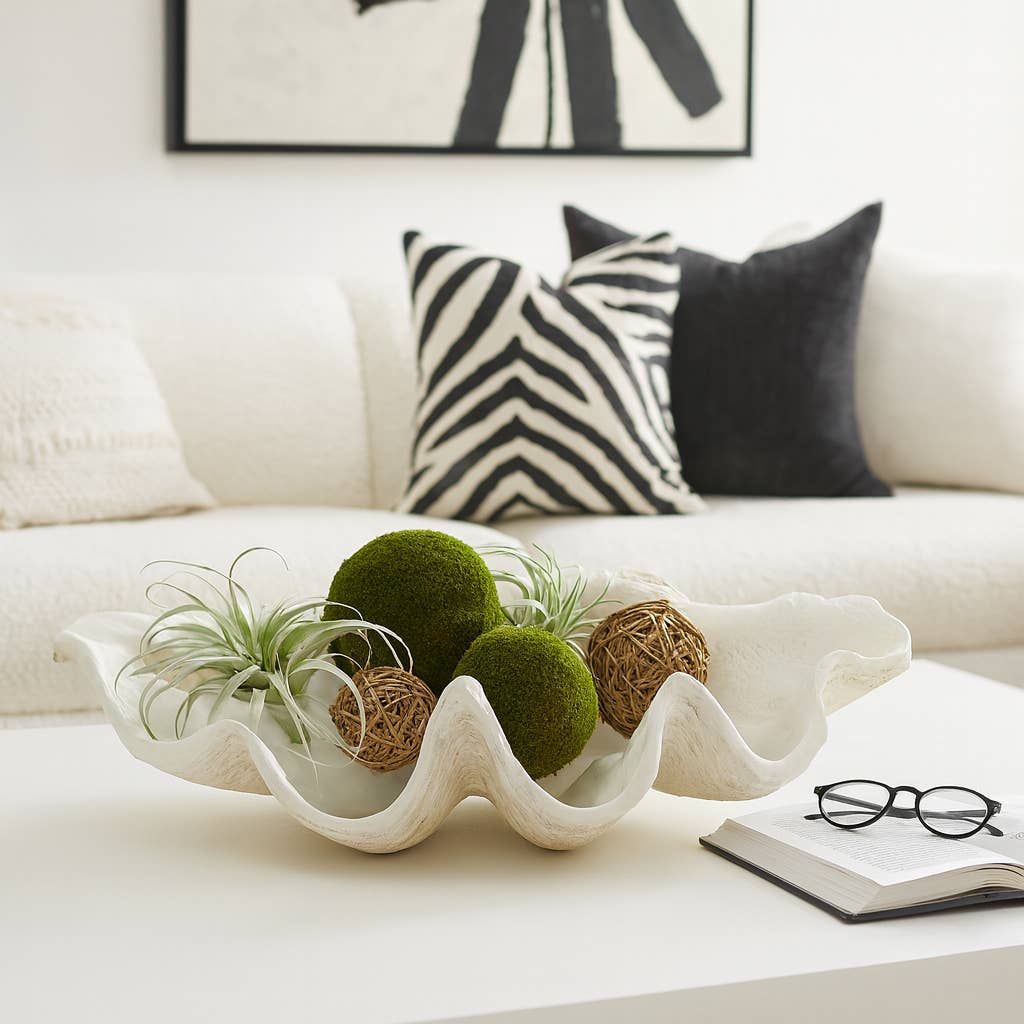 Ivory Polyresin Pearlized Clam Shell - 25 in.