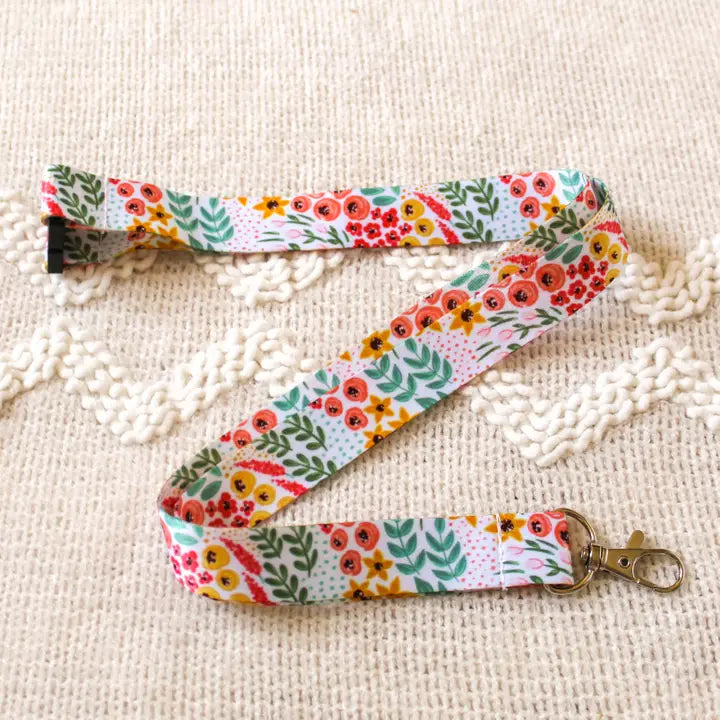 White Floral Breakaway Lanyard