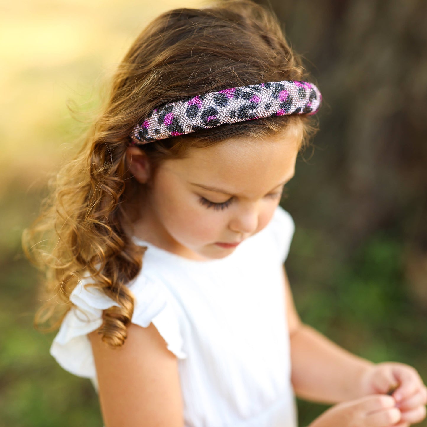 Girl's Purple Leopard Rhinestone Headband