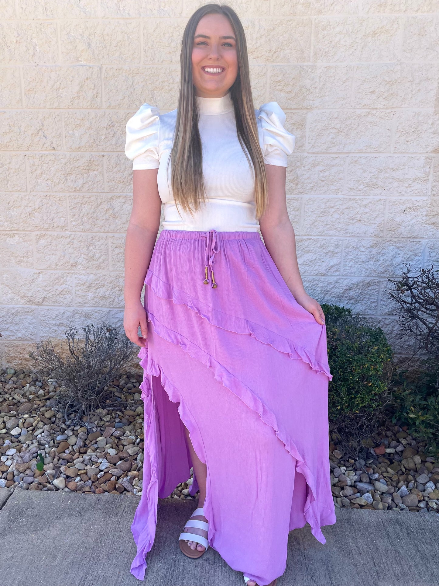 Barcelona Lilac Ruffle Maxi Skirt