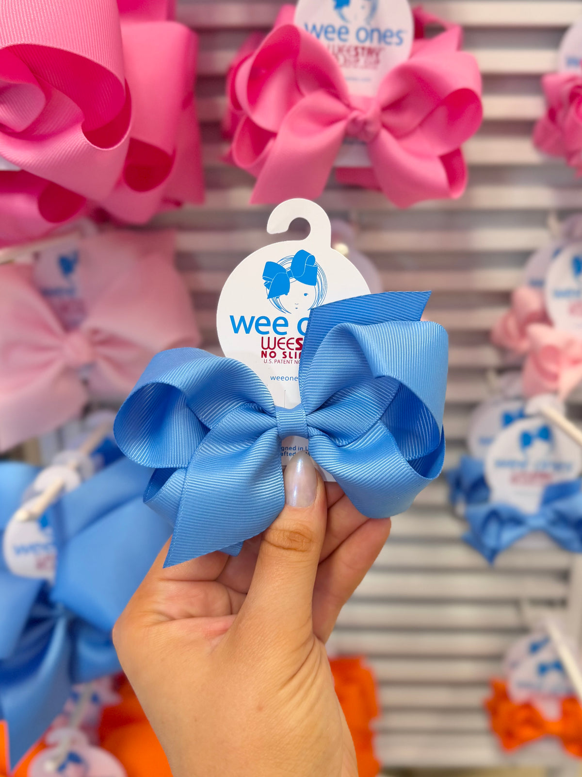 Capri Blue Classic Grosgrain Hair Bow (Plain Wrap)