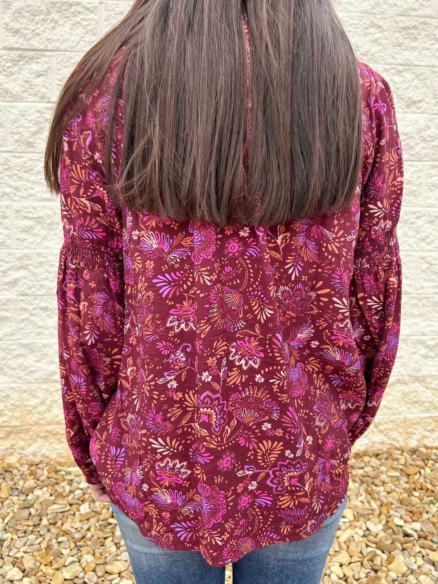 Come Together Cranberry Paisley Top