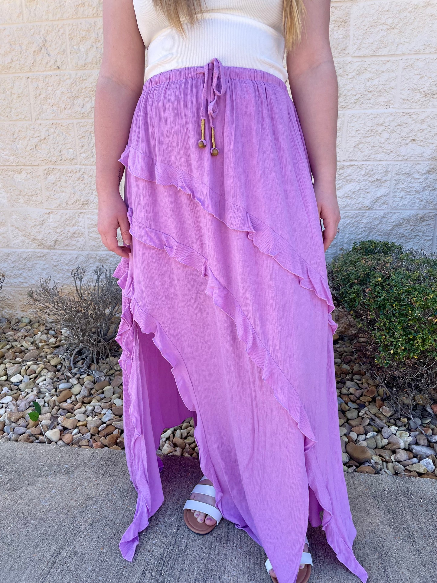 Barcelona Lilac Ruffle Maxi Skirt