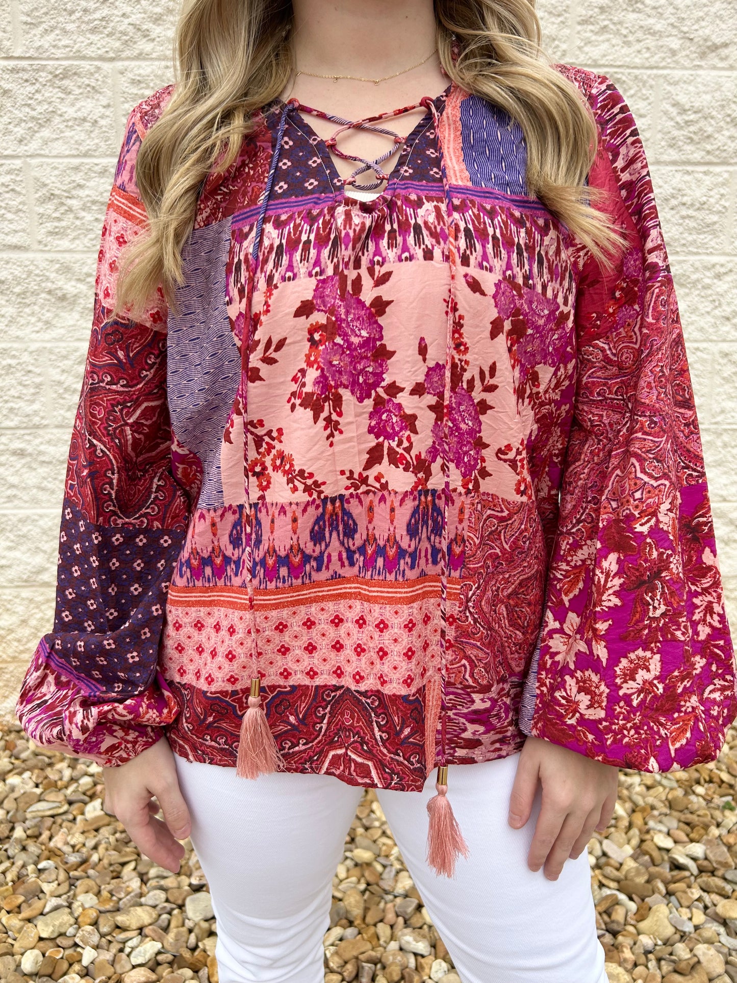 Warming Up Boho Patchwork Top