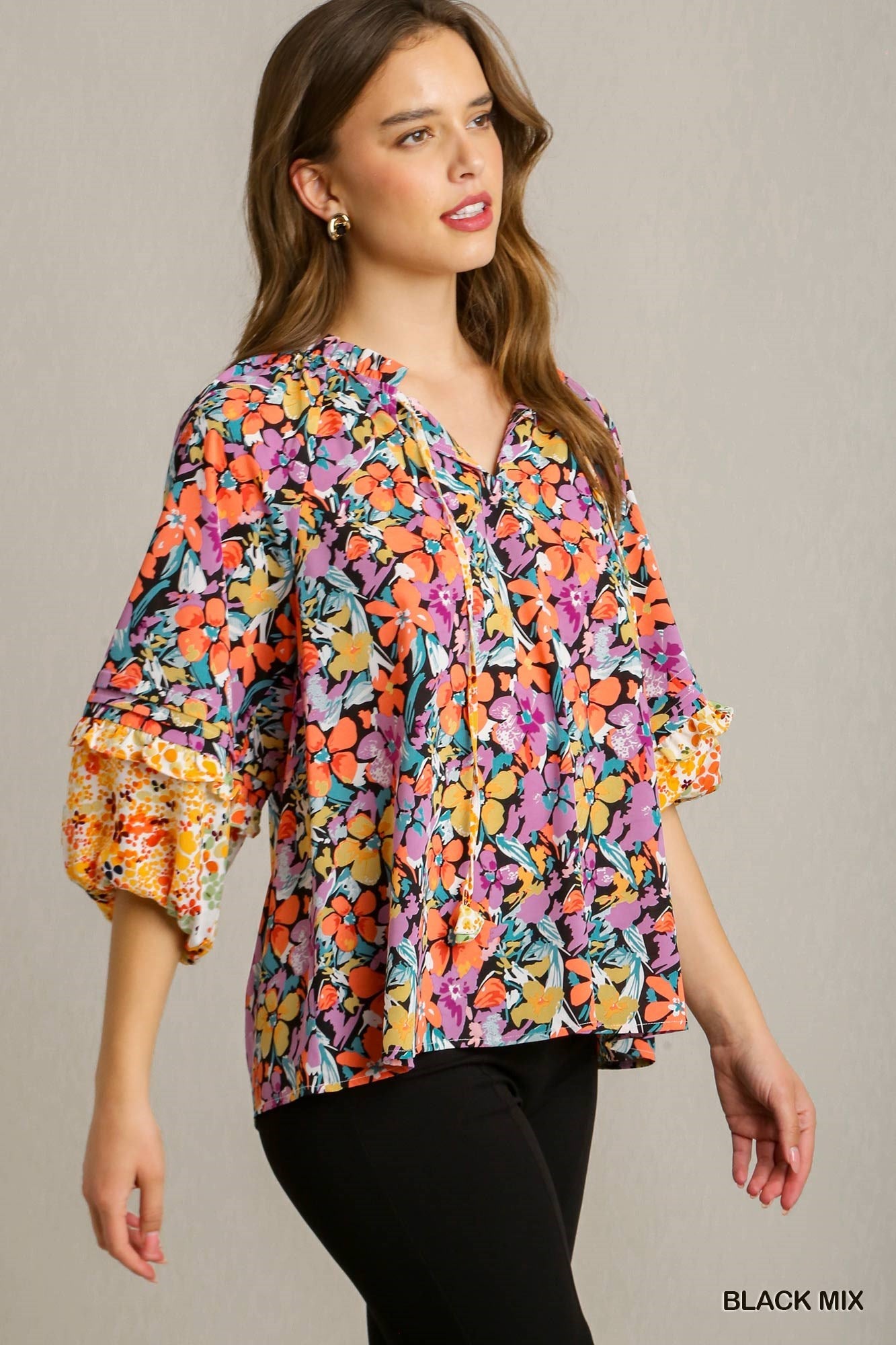 Fall Away Floral Mix Top