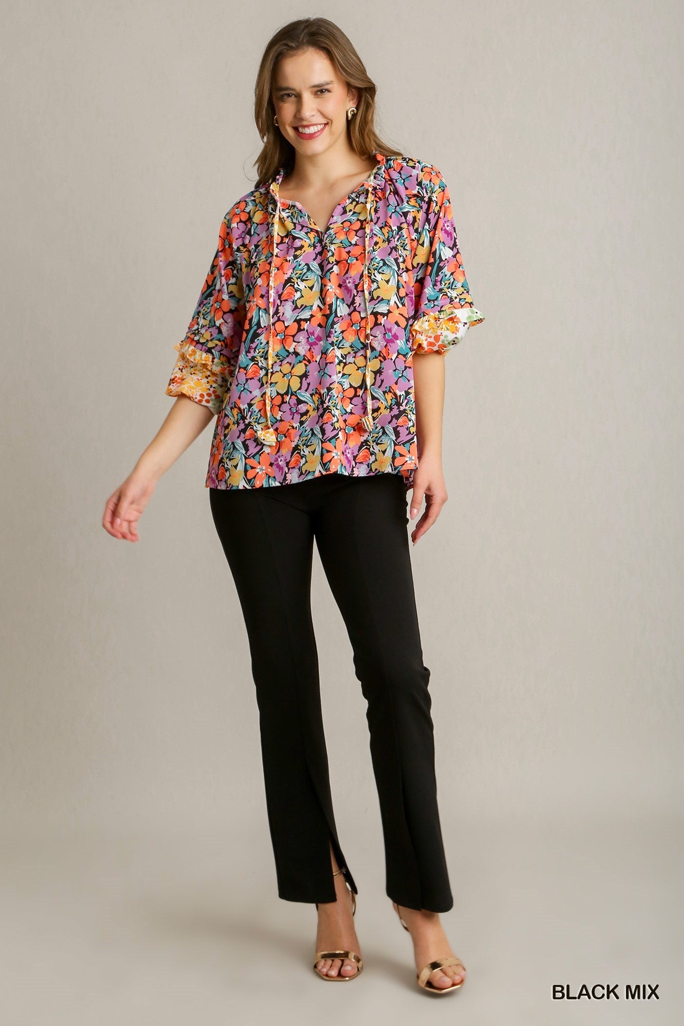 Fall Away Floral Mix Top