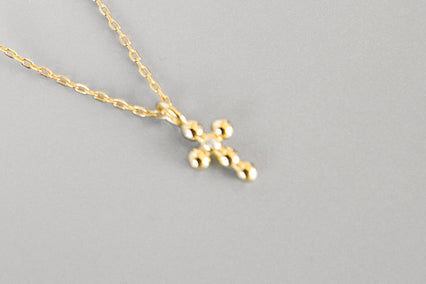 MB - Bates 18K Gold Cross Necklace