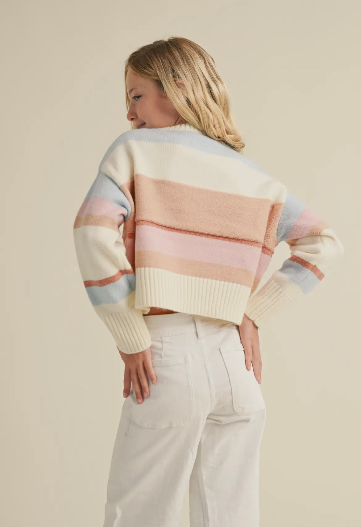 Pastel Stripe Cropped Sweater