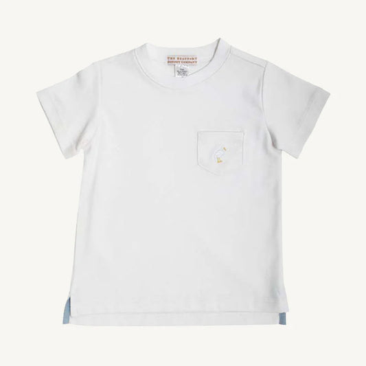 Worth Avenue White Carter Pocket Crewneck