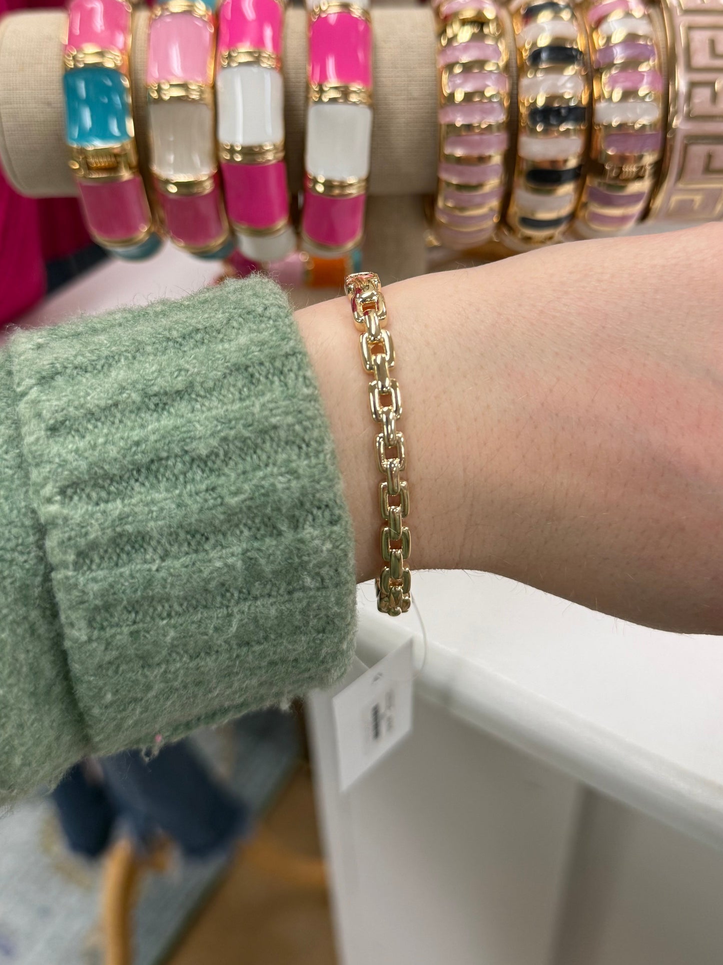 Jamie Gold Chain Bangle Bracelet