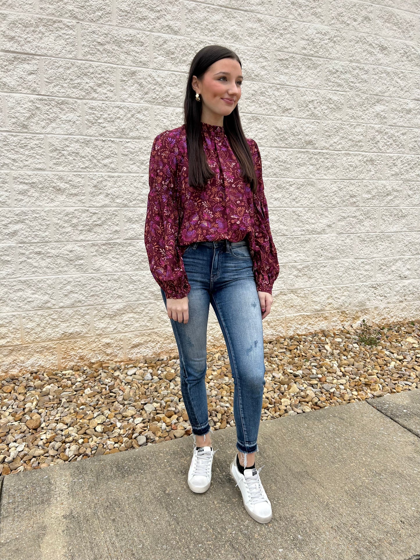 Come Together Cranberry Paisley Top