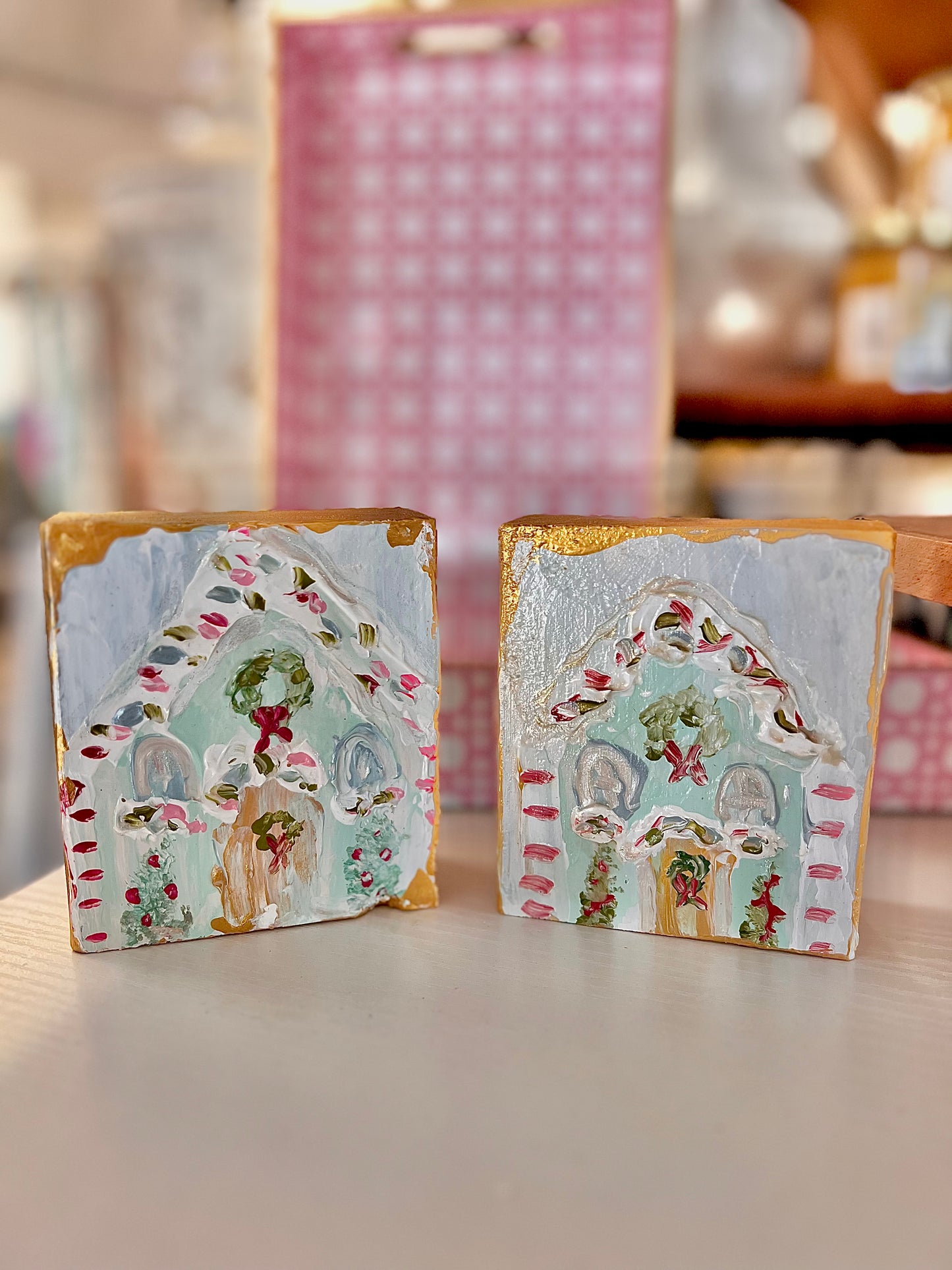 BB Fulton Gingerbread House Wood Block Painting