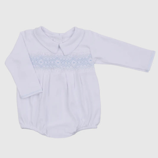 Ava & Archie Blue Smocked Collared Bubble