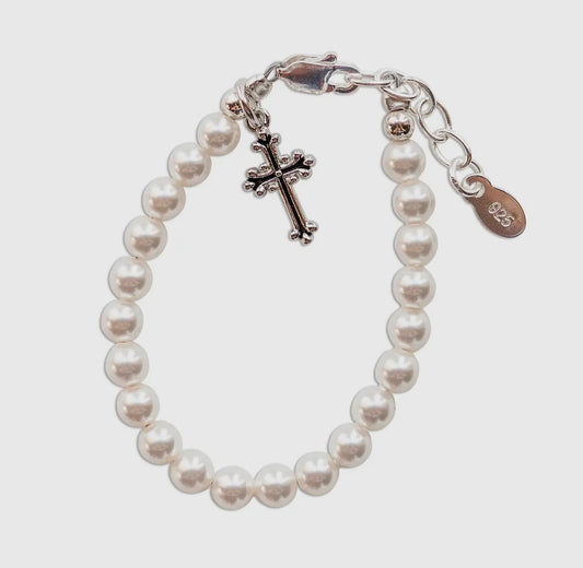 Olivia Silver Cross Baby Bracelet