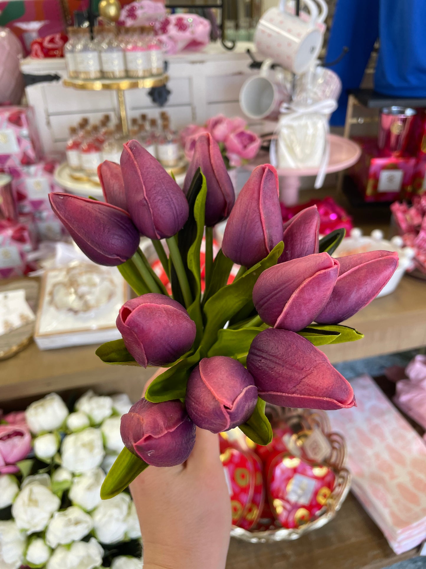 1 Dozen Real Touch Tulip Bud Bouquet (Fuchsia Purple) - 10.5"