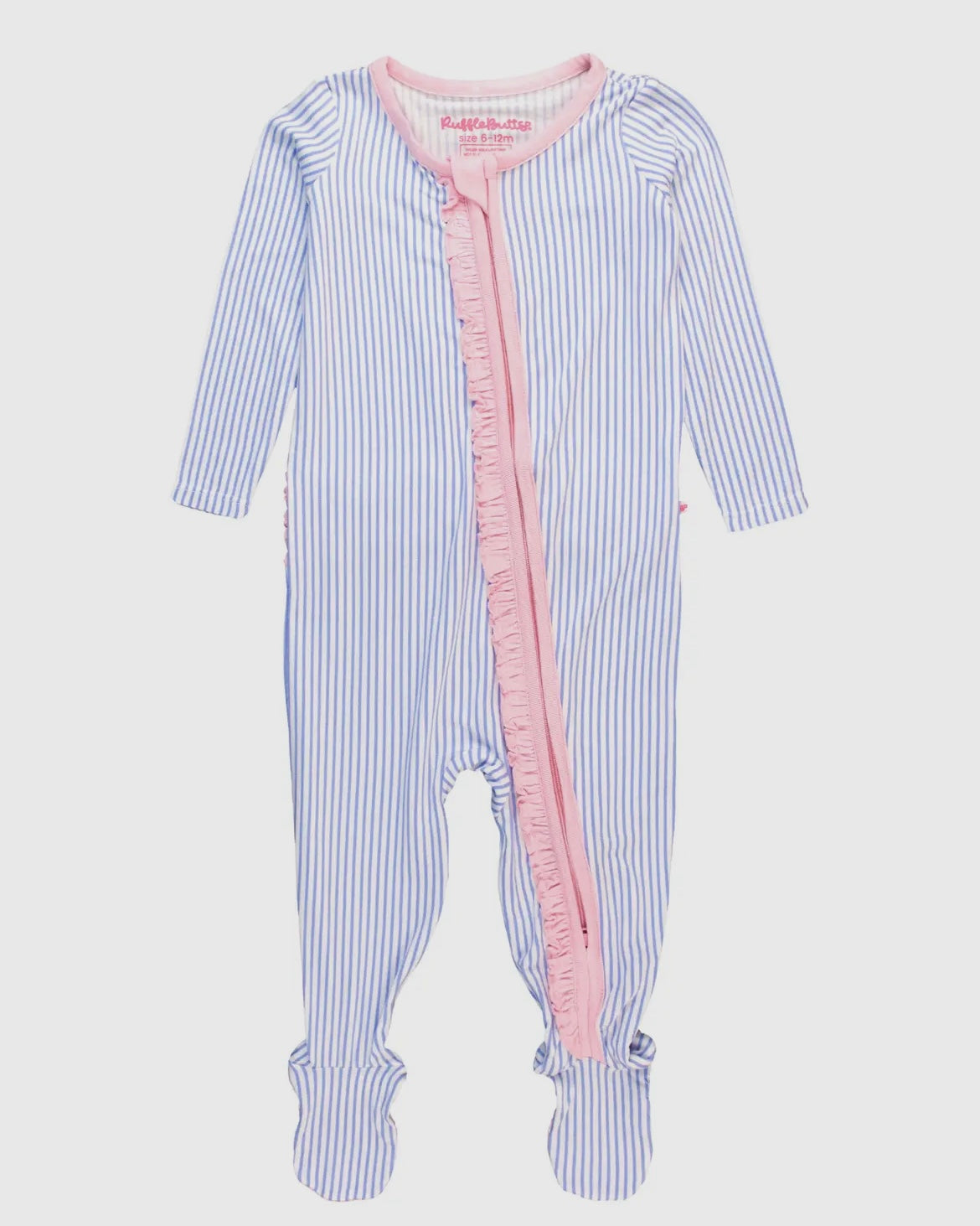 Periwinkle Micro Stripe Footie Pajamas