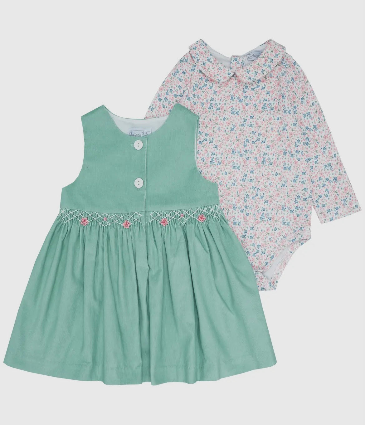 Green Corduroy Dress & Onesie Set