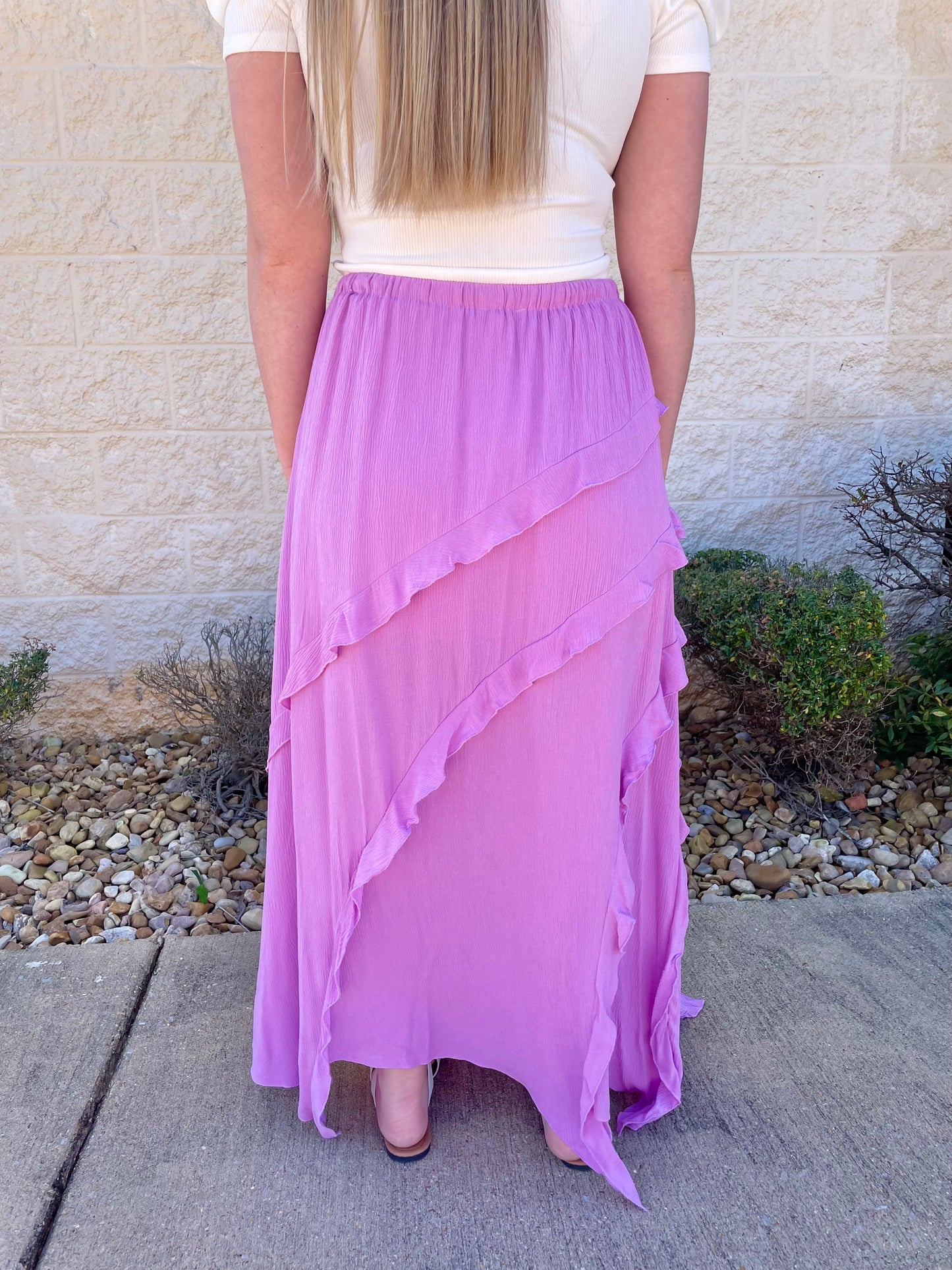 Barcelona Lilac Ruffle Maxi Skirt